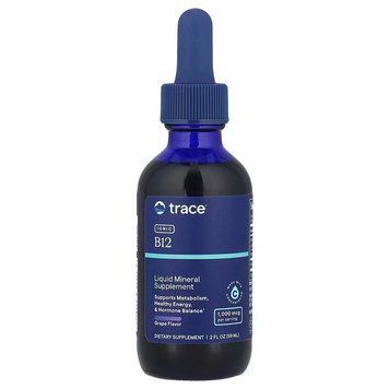 Ионный витамин B12, Liquid Ionic B12, Trace Minerals Research, 1000 мкг, вкус винограда, жидкий, 59 мл TMR-00356 фото