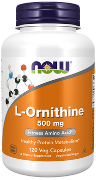 L-орнитин, L-Ornithine, Now Foods, 500 мг, 120 вегетарианских капсул NOW-00122 фото