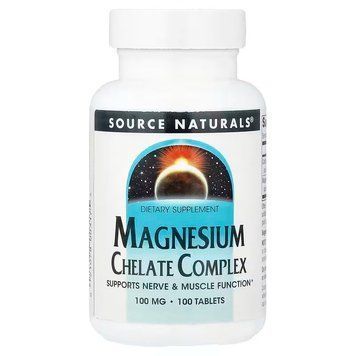 Магний хелат, Magnesium Chelate, Source Naturals, 100 мг, 100 таблеток SNS-00317 фото