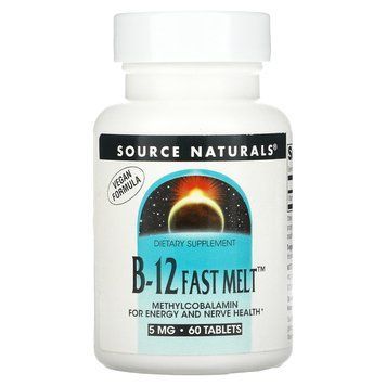 Витамин В12, B-12 Fast Melt, Source Naturals, 5 мг, 60 таблеток SNS-02462 фото