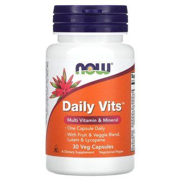 Мультивитамины и минералы, Daily Vits, Now Foods, 1 в день, 30 вегетарианских капсул NOW-03775 фото