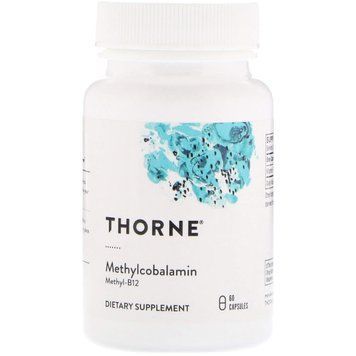 Витамин В12 (метилкобаламин), Methylcobalamin, Thorne, 60 капсул (1 мг на капсулу) THR-12502 фото