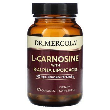 L-карнозин с R-альфа-липоевой кислотой, L-Carnosine with R-Alpha Lipoic Acid, Dr. Mercola, 250 мг, 60 капсул MCL-03684 фото