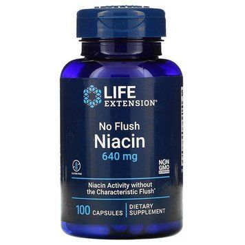 Ниацин (Витамин В3), No Flush Niacin, Life Extension, не вызывающий покраснений, 640 мг, 100 капсул LEX-37310 фото