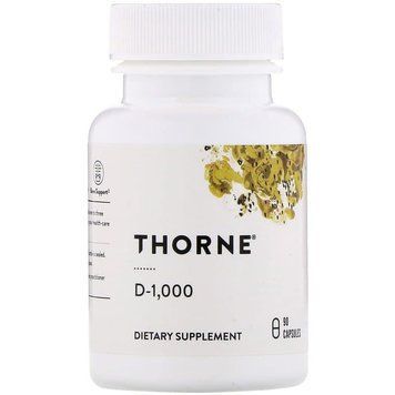 Витамин D3, Vitamin D, Thorne, 1000 МЕ, 90 капсул (25 мкг на капсулу) THR-12801 фото