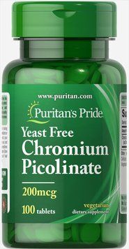 Хром пиколинат, Chromium Picolinate, Puritan's Pride, без дрожжей, 200 мкг, 100 таблеток PTP-16390 фото
