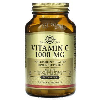Витамин С, Vitamin C, Solgar, 1000 мг, 90 таблеток SOL-03275 фото