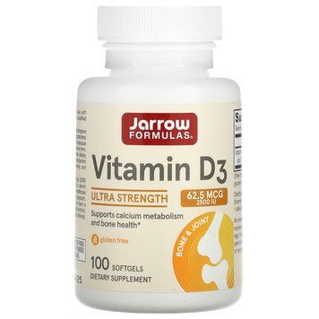 Витамин D3, Vitamin D3, Jarrow Formulas, 2500 МЕ, 100 гелевых капсул JRW-29042 фото