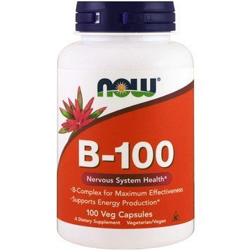 Комплекс В-100 для нервової системи, B-100, NOW Foods, 100 вегетаріанських капсул NOW-00436 фото