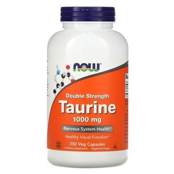 Таурин, Taurine, Now Foods, двойная сила, 1000 мг, 250 вегетарианских капсул NOW-00143 фото
