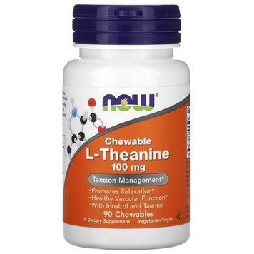 L-теанин, Chewable L-Theanine, Now Foods, 100 мг, 90 жевательных таблеток NOW-00144 фото