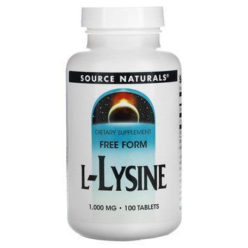 Лізин, L-Lysine, Source Naturals, 1000 мг, 100 таблеток SNS-00142 фото