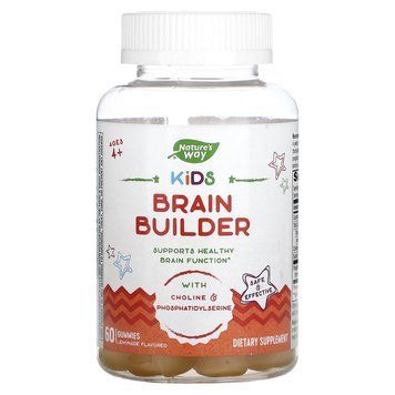 Підтримка функцій мозку, Kids Brain Builder, Nature's Way, для дітей від 4 років, смак лимонаду, 60 жувальних цукерок NWY-13882 фото