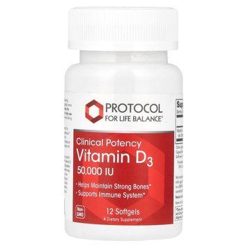 Вітамін D3, Vitamin D3, Protocol for Life Balance, клінічна сила, 50 000 МО, 12 гелевих капсул PRT-10377 фото