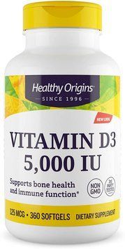 Вітамін D3, Vitamin D3, Healthy Origins, 5000 МО, 360 гелевих капсул HOG-15337 фото