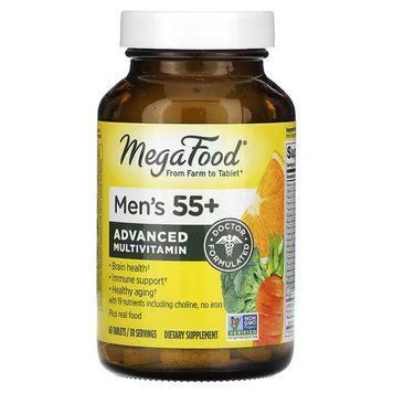 Вітаміни для чоловіків, Multivitamin & Mineral, Mega Food, без заліза, 55+, 60 таблеток MGF-10273 фото