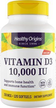 Вітамін D3, Vitamin D3, Healthy Origins, 10 000 МО, 120 гелевих капсул HOG-15353 фото