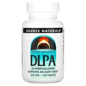DL-фенілаланін, DLPA, Source Naturals, 375 мг, 120 таблеток. SNS-00163 фото