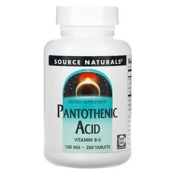 Пантотеновая кислота, Pantothenic Acid, Source Naturals, 100 мг, 250 таблеток SNS-00510 фото