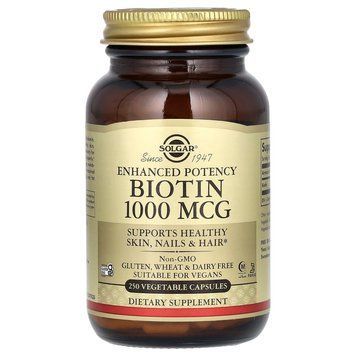 Биотин, Biotin, Solgar, 1000 мкг, 250 растительных капсул SOL-00312 фото