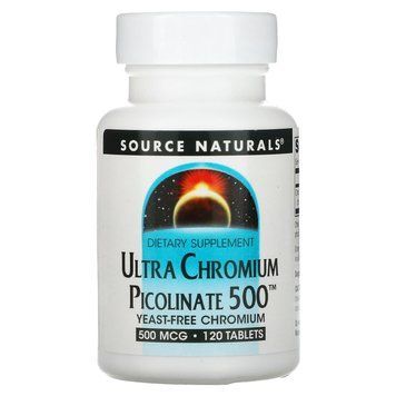 Хром ультра пиколинат, Chromium Picolinate, Source Naturals, 500 мкг, 120 таблеток SNS-00516 фото