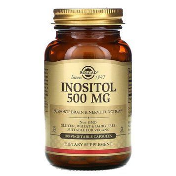 Інозитол, Inositol, Solgar, 500 мг, 100 вегетаріанських капсул SOL-01450 фото
