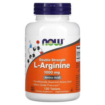 L-аргінін, L-Arginine, Now Foods, подвійна сила, 1000 мг, 120 таблеток NOW-00035 фото