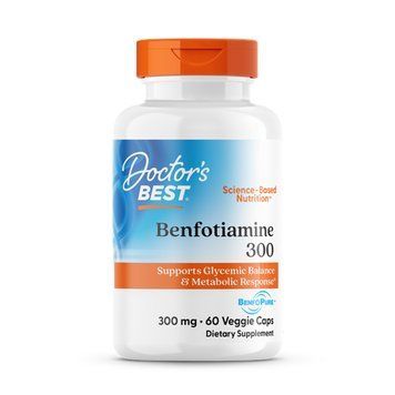 Бенфотиамин, Benfotiamine 300 with BenfoPure, Doctor's Best, с BenfoPure, 300 мг, 60 веганских капсул DRB-00270 фото