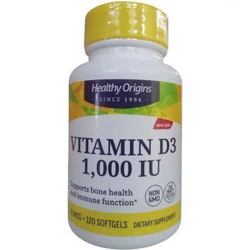 Вітамін D3 в маслі МСТ, Vitamin D3 in MCT Oil, Healthy Origins, 1000 МО, 120 гелевих капсул HOG-15388 фото