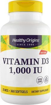 Вітамін D3 в маслі МСТ, Vitamin D3 in MCT Oil, Healthy Origins, 1000 МО, 360 гелевих капсул HOG-15389 фото