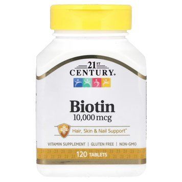 Биотин, Biotin, 21st Century, 10 000 мкг, 120 таблеток CEN-27757 фото