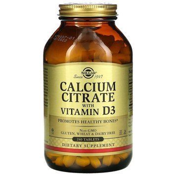 Цитрат кальция с витамином D3, Calcium Citrate, Solgar, 240 таблеток SOL-00432 фото