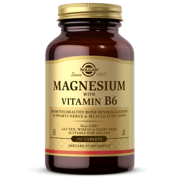 Магний с витамином В6, Magnesium Vitamin B6, Solgar, 250 таблеток SOL-01721 фото