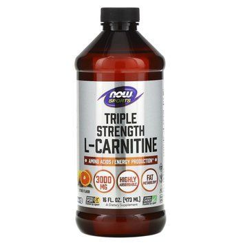 L-карнитин, L-Carnitine, Now Foods, Sports, тройная сила, жидкий, вкус цитруса, 3000 мг, 473 мл NOW-00064 фото