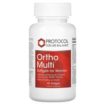 Мультивитамины для женщин, Ortho Multi for Women, Protocol for Life Balance, 90 гелевых капсул PRT-13802 фото
