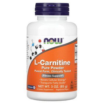 L-карнитин, L-Carnitine, Now Foods, чистый порошок, 85 г NOW-00217 фото
