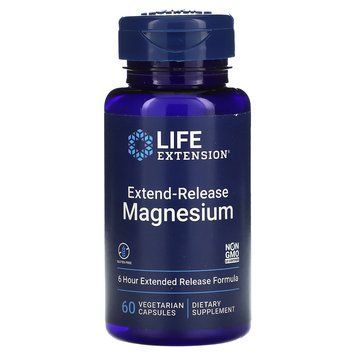 Магній, Магній, Magnesium, Life Extension, з пролонгованим вивільненням, 60 капсул (250 мг на 1 капсулі) LEX-21076 фото