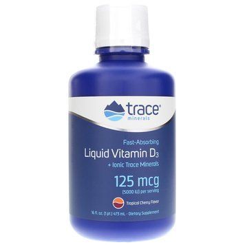 Вітамін D3, Liquid Vitamin D3, Trace Minerals Research, 125 мкг (5000 МО), рідкий, тропічна вишня, 473 мл TMR-00189 фото