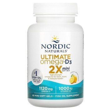 Рыбий жир с витамином D3, Ultimate Omega 2X, Nordic Naturals, лимон, 60 гелевых мини капсул NOR-06105 фото