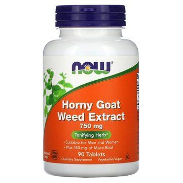 Горянка с макой (Horny Goat Weed), Now Foods, экстракт, 750 мг, 90 таблеток NOW-04758 фото