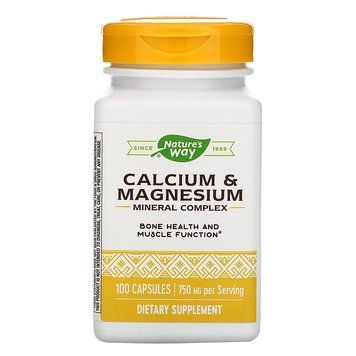 Кальцій та магній, Calcium & Magnesium Mineral Complex, Nature's Way, 750 мг, 100 капсул (250 мг у капсулі) NWY-41310 фото