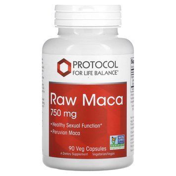 Мака перуанская, Raw Maca, Protocol for Life Balance, сырая, 750 мг, 90 веганских капсул PRT-14777 фото