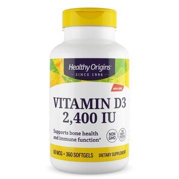 Витамин D3 с маслом МСТ, Vitamin D3, Healthy Origins, 2400 МЕ, 360 гелевых капсул HOG-15399 фото