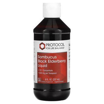 Черная бузина, Sambucus Black Elderberry Liquid, Protocol for Life Balance, жидкий концентрат, веган, 500 мг, 237 мл PRT-14852 фото