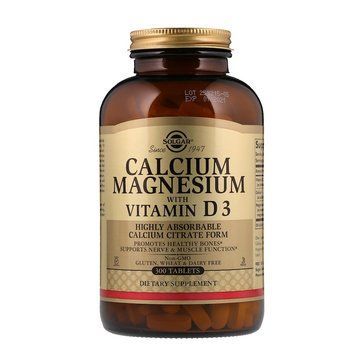 Кальций магний D3, Calcium Magnesium Vitamin D3, Solgar, 300 таблеток SOL-00519 фото