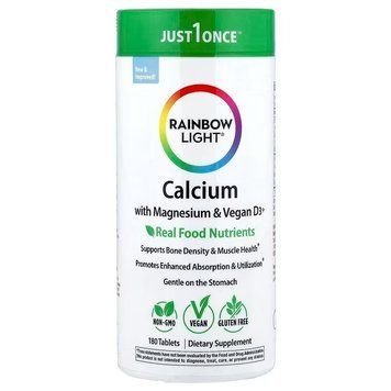 Кальцій з магнієм та веганським вітаміном D3+, Calcium with Magnesium & Vegan D3+, Rainbow Light, 2:1, 180 таблеток RLT-10952 фото