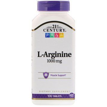 Аргинин, L-Arginine, 21st Century, 1000 мг, 100 таблеток CEN-27086 фото
