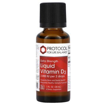 Вітамін D3, Liquid Vitamin D3, Protocol for Life Balance, підвищена сила, 2000 МО, 30 мл PRT-10371 фото