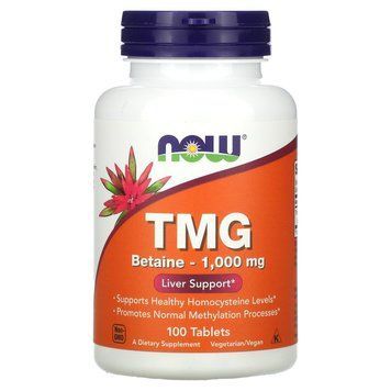 Триметилглицин (ТМГ), TMG, Now Foods, 1000 мг, 100 таблеток NOW-00494 фото