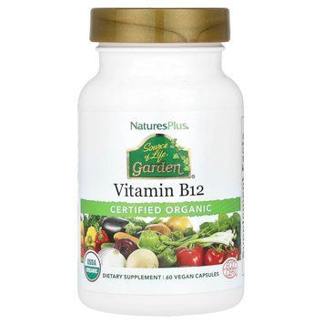 Витамин В-12, Vitamin B12, Nature's Plus, Source of Life Garden, органик, 60 веганских капсул NAP-30734 фото
